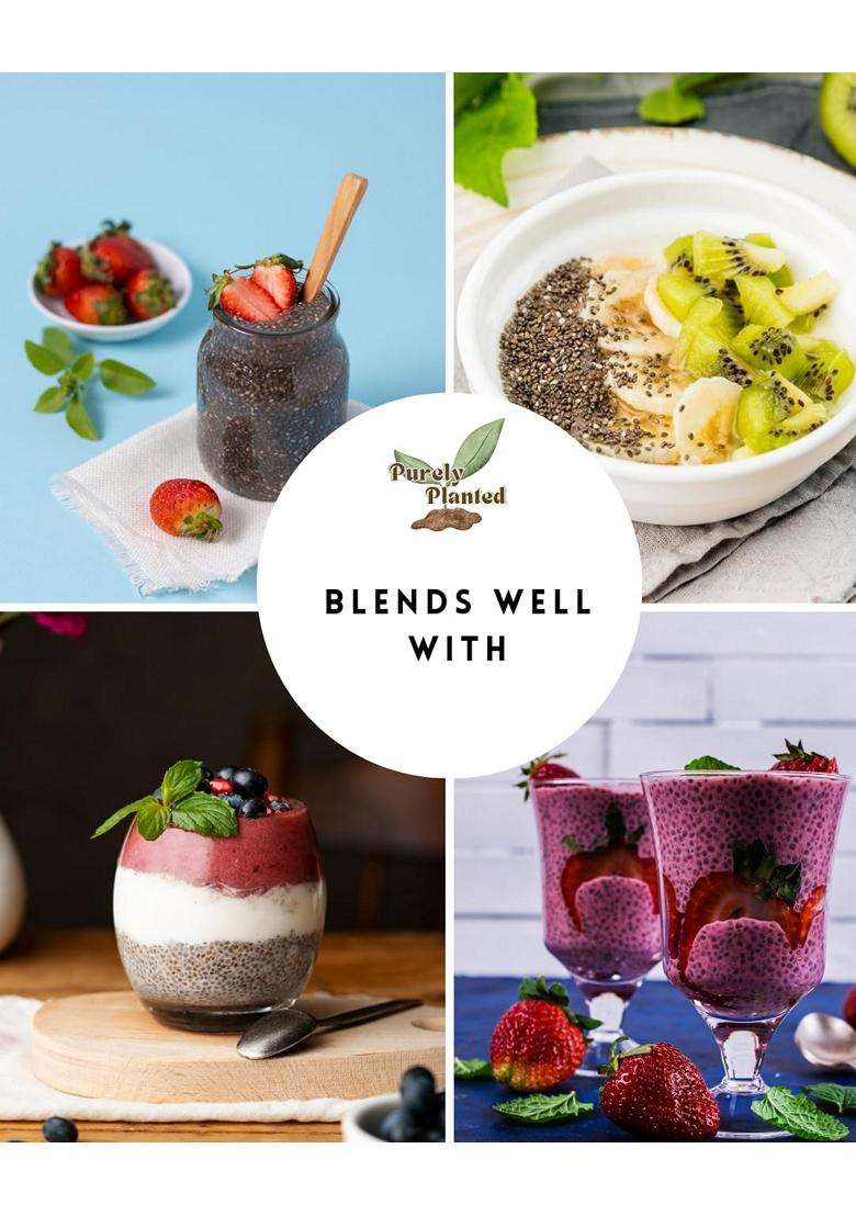 Purely Planted Chia Seeds 500G Raw Unpolished Superfood High Fibre Plant Protein Rich In Omega3 Glutenfree Veganfriendly Premium Edible Seeds For Weig - Indya