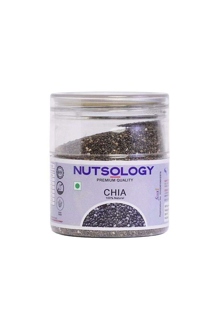 Nutsology Black Chia Seeds 200G Raw Natural Superfood Rich In Omega3 Fiber Protein Glutenfree Ideal For Smoothies Baking Weight Management - Indya