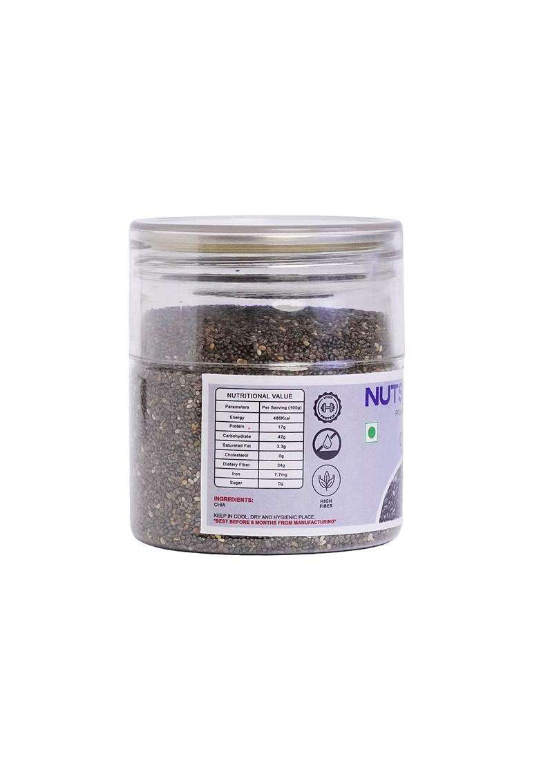 Nutsology Black Chia Seeds 200G Raw Natural Superfood Rich In Omega3 Fiber Protein Glutenfree Ideal For Smoothies Baking Weight Management - Indya