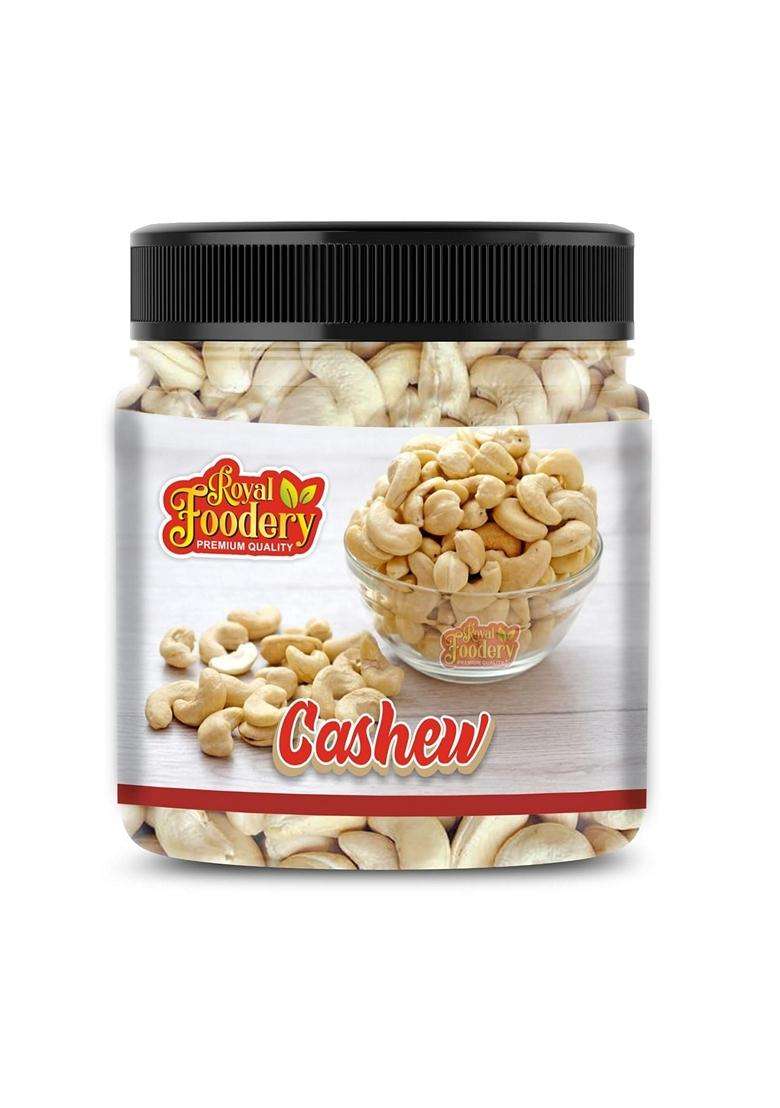 Royal Foodery 100% Natural And Crunchy Premium Whole Cashews Nutritious And Delicious Nuts Premium Kaju nuts Gluten Free Source of Minerals And Vitamins Dry Fruits Jar Pack 250gram - Indya