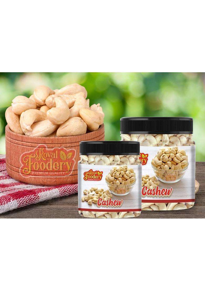 Royal Foodery 100% Natural And Crunchy Premium Whole Cashews Nutritious And Delicious Nuts Premium Kaju nuts Gluten Free Source of Minerals And Vitamins Dry Fruits Jar Pack 250gram - Indya