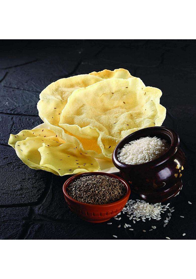 Aplenty Indian Indori Hexagon Shape Sikka Mini Rice Papad With Cumin Khichiya Papad Akki Happala Fryums 400 Gm - Indya