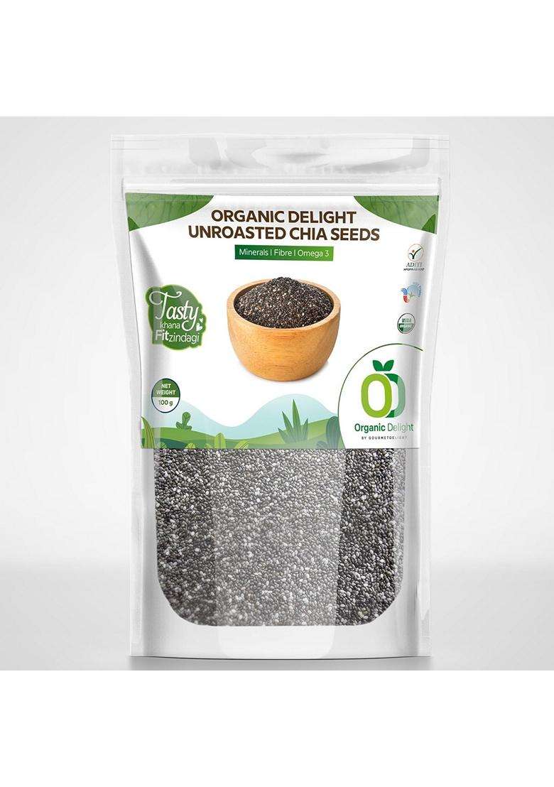 Organic Delight Unroasted Chia Seeds 1 Kg Healthy Raw Seeds For Eating Seed With Calcium Protein Fiber Clean Chia Seed For Weight Management Healthy S - Indya