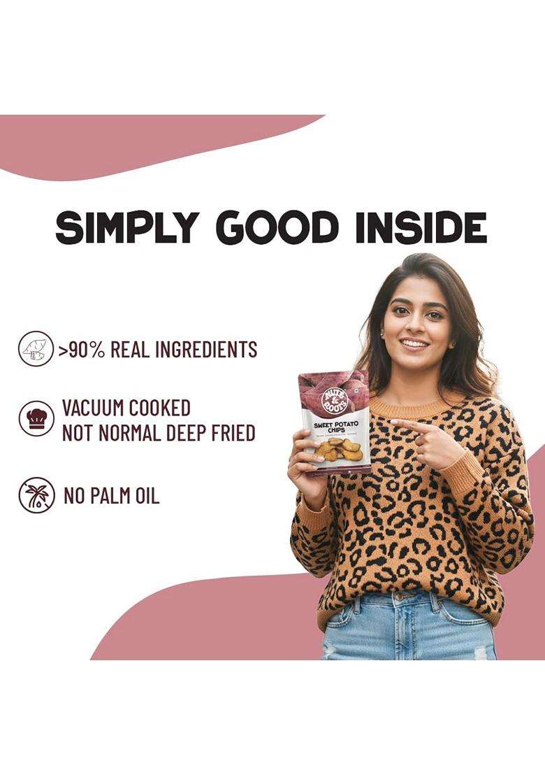 Nuts Roots Sweet Potato Beetroot Chips Combo Real Vegetable Vacuum Fried No Palm Oil Healthy Snack Pack Of 4 2X35G Sweet Potato 2X30G Beetroot - Indya