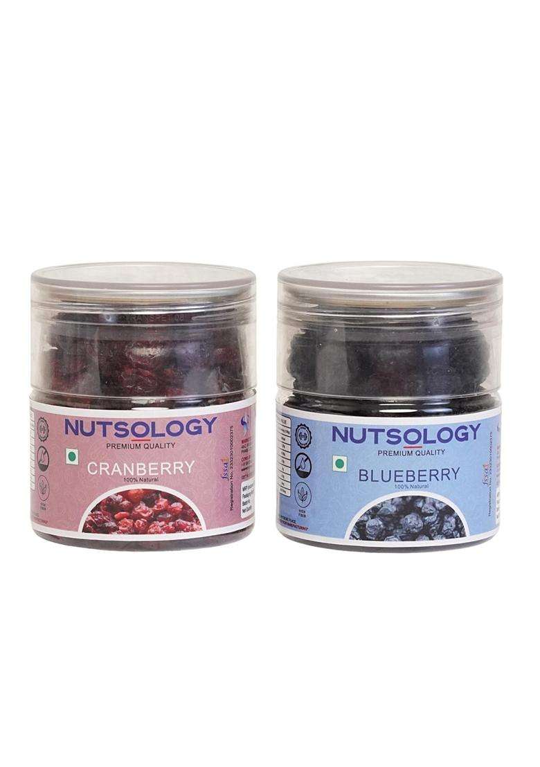 Nutsology Whole Dried Us Cranberries Blueberry Combo 400 G Natural Dried Berries Lowcalorie Healthy Snack - Indya