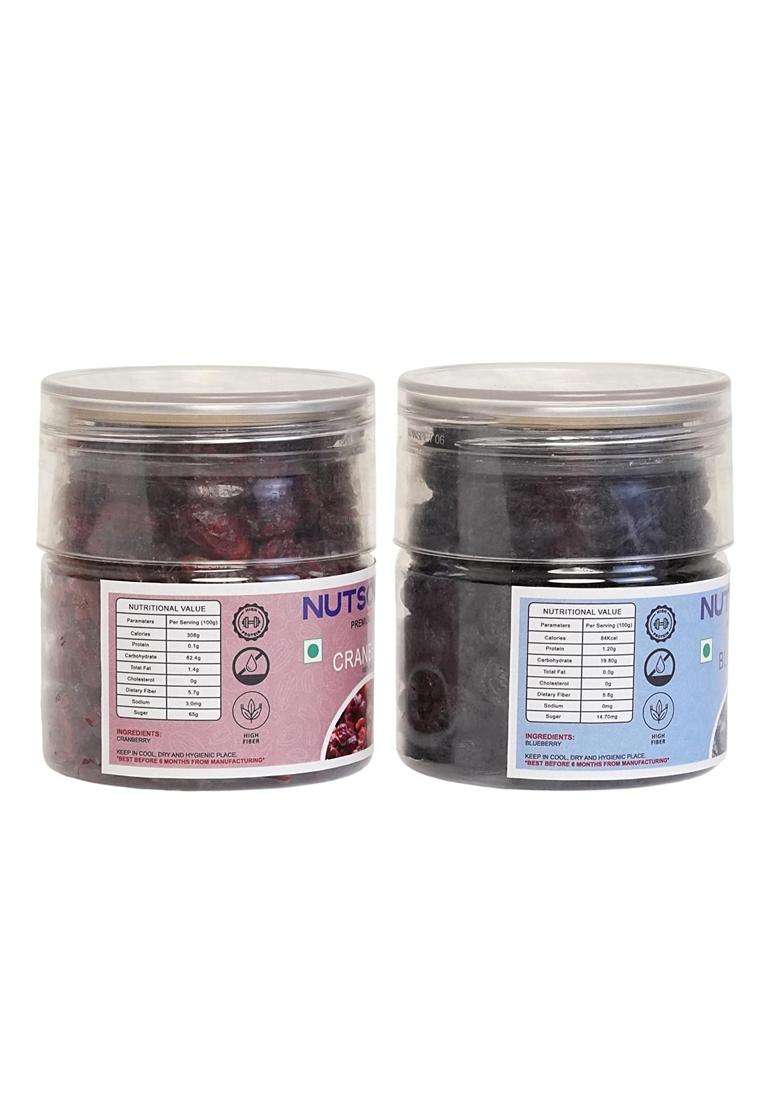 Nutsology Whole Dried Us Cranberries Blueberry Combo 400 G Natural Dried Berries Lowcalorie Healthy Snack - Indya