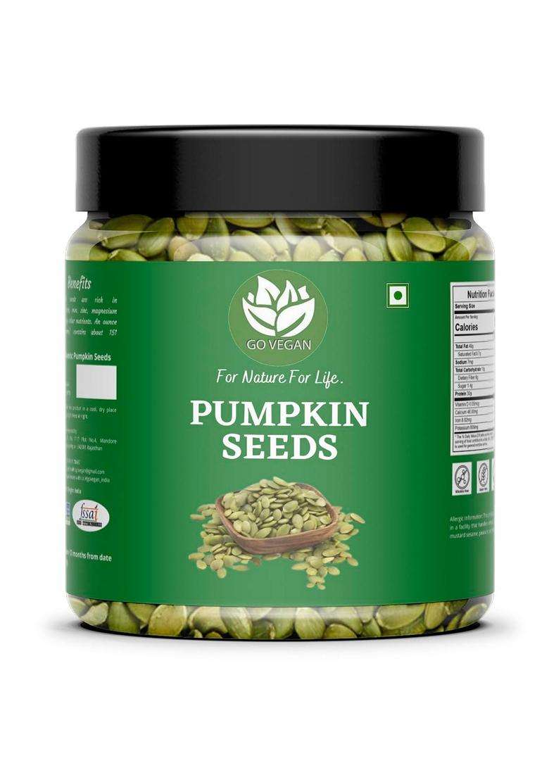 Go Vegan 100% Natural And Premium Pumpkin Seeds 1kg - Raw Seeds for Eating Immunity Booster and Protein Rich Seeds Healthy Diet Snacks Diwali Gift Pack Pumpkin Seeds 1 Kg - Indya