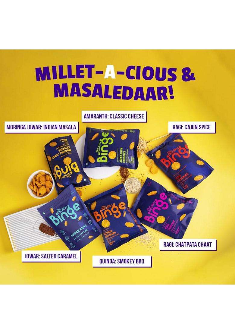 The Healthy Binge Assorted Pack Of Millet Chips No Maida Palm Oil Or Msg High Protein Healthy Snacks Pack Of 6 40 Gm X 6 - Indya