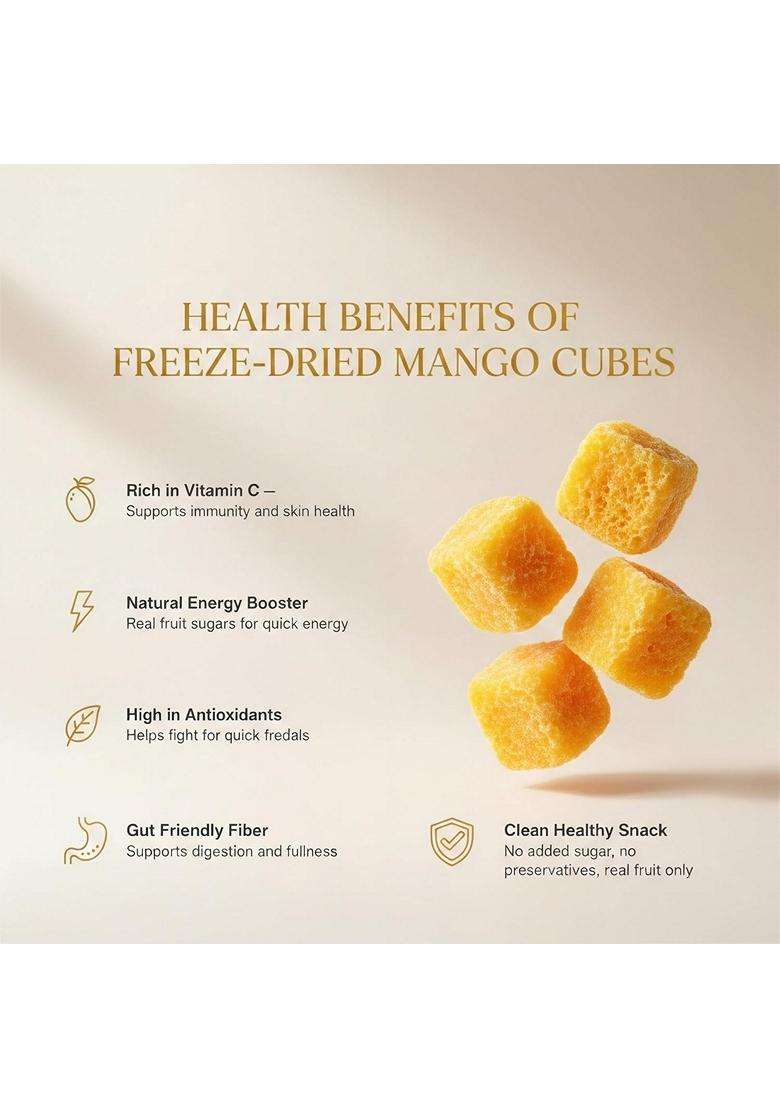 Biteburst Freeze Dried Mango Cubes Pineapple Slice Fruit Snack Crunchy Real Fruit Bites No Added Sugar Gluten Free Vegan No Preservatives 20 Gm X Comb - Indya
