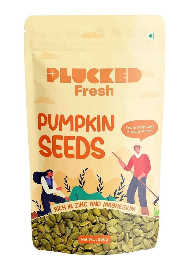 Plucked Fresh Pumpkin Seeds 250G Raw Kaddu Beej Protein Fiber Zinc Magnesium Rich Superfood Healthy Vegan Snack For Weight Loss Immunity Heart Health - Indya