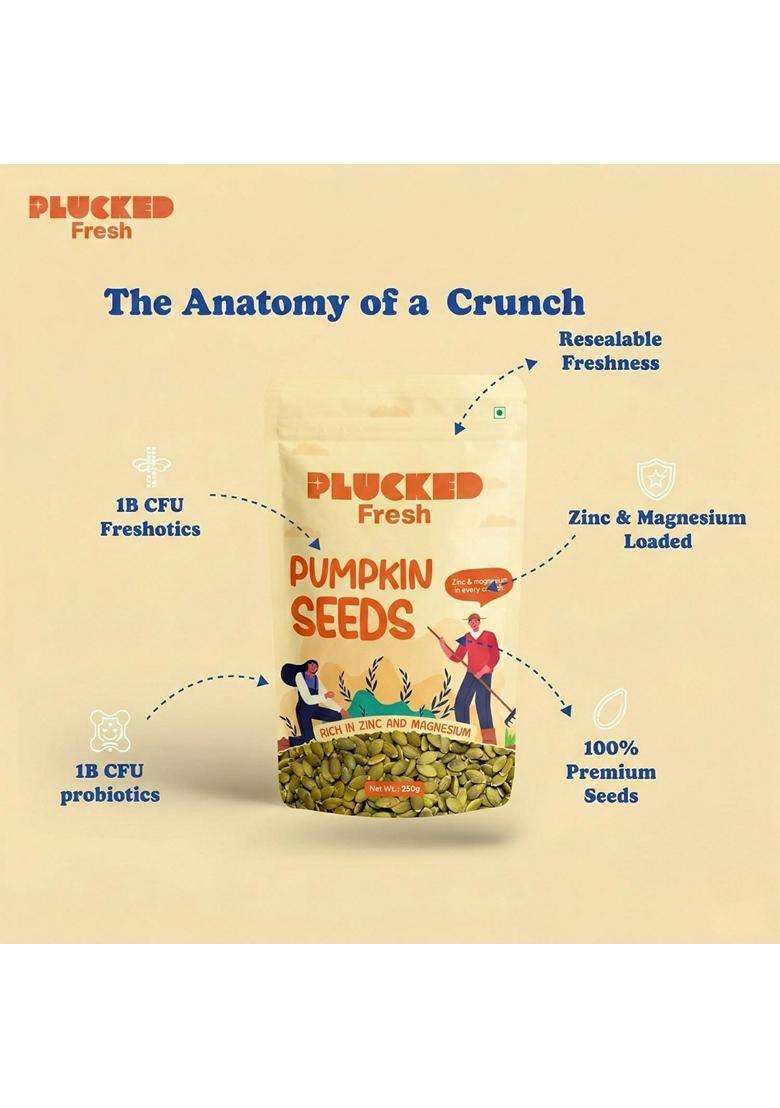 Plucked Fresh Pumpkin Seeds 250G Raw Kaddu Beej Protein Fiber Zinc Magnesium Rich Superfood Healthy Vegan Snack For Weight Loss Immunity Heart Health - Indya