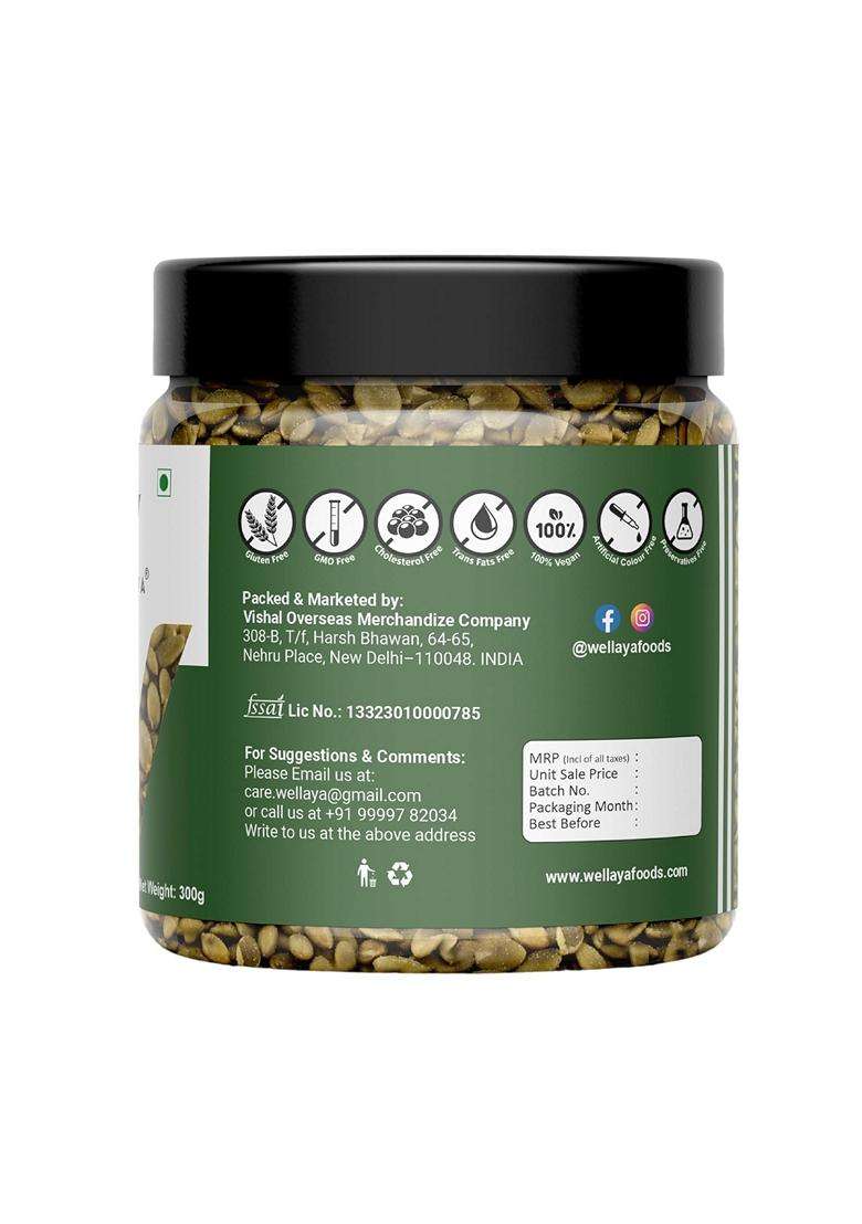 Wellaya Pumpkin Seeds 300Gm Protein Rich Roasted Pumpkin Seeds For Eating Healthy Diet Snacks Vegan Superfood For Wellness - Indya