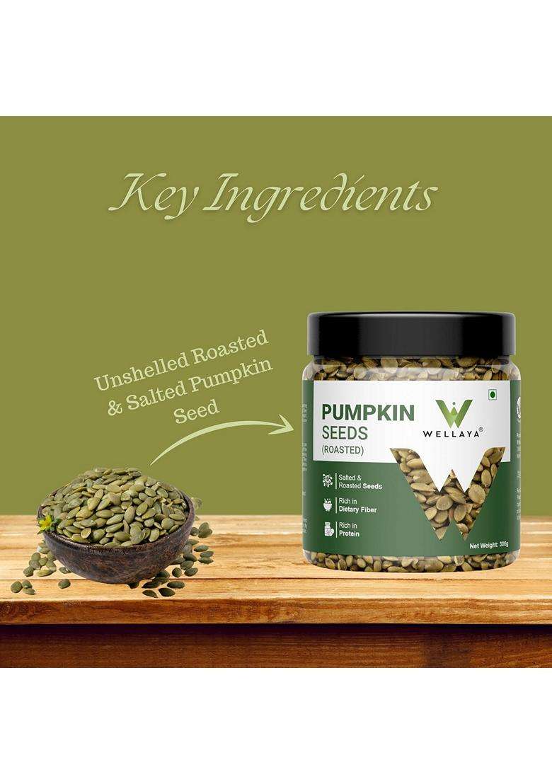 Wellaya Pumpkin Seeds 300Gm Protein Rich Roasted Pumpkin Seeds For Eating Healthy Diet Snacks Vegan Superfood For Wellness - Indya