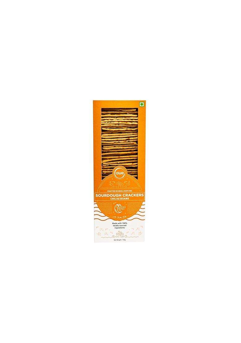Awe Foods Whole Wheat Sourdough Crackers Infused With Hot Profile Of Chilli Nutty Crunch Of Sesame Tasty Healthy Snack No Preservatives Perfect With D - Indya