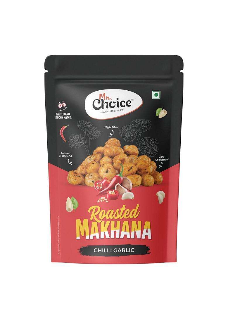Mr Choice Roasted Makhana Fox Nuts Gluten Free Vegan 70G 70G Chilli Garlic - Indya