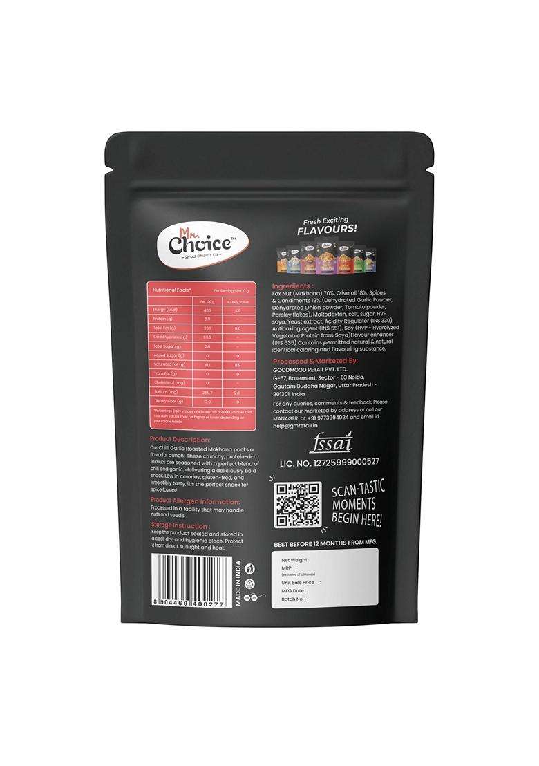 Mr Choice Roasted Makhana Fox Nuts Gluten Free Vegan 70G 70G Chilli Garlic - Indya