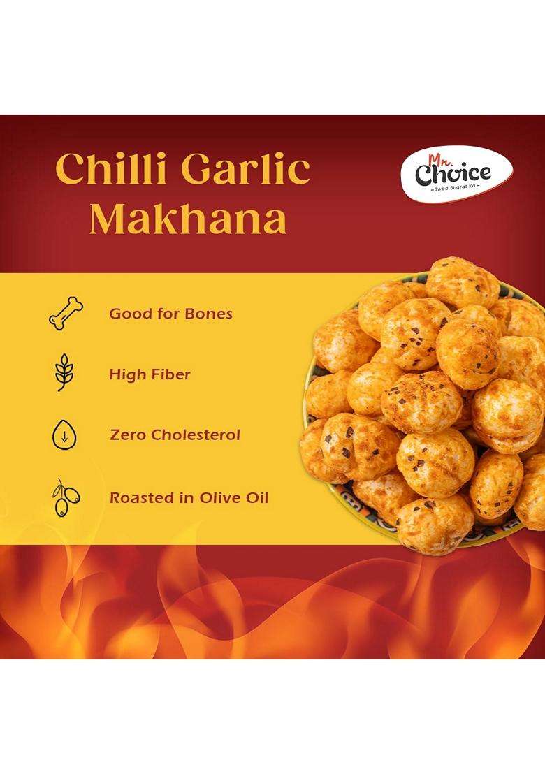 Mr Choice Roasted Makhana Fox Nuts Gluten Free Vegan 70G 70G Chilli Garlic - Indya