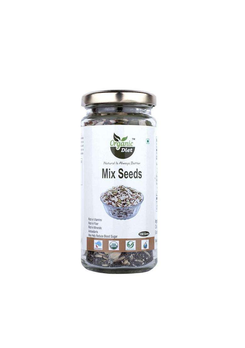 Organic Diet Fresh Pure Organic Mix Seeds Raw Chia Flax Pumpkin Sunflower Watermelon Seeds For Healthy Breakfast Whole Rich Nutritious Delicious High - Indya