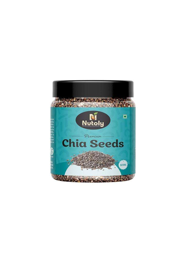 Nutoly Premium Chia Seeds Raw Natural Rich In Omega 3 Fibre Protein Vegan Superfood For Smoothies Salads Detox Water 500Grm - Indya