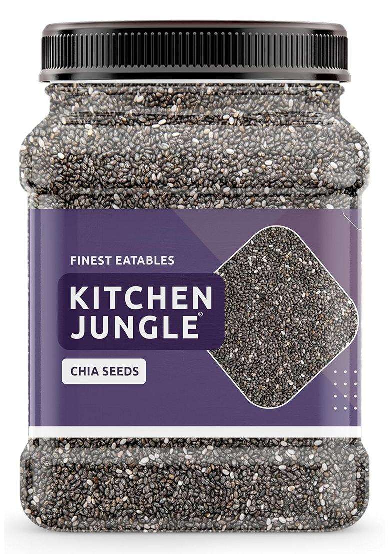 Kitchen Jungle Raw Chia Seeds 600 Gm Jar Pack Diet Snacks Chia Seeds For Weight Loss Omega3 Nongmo And Fibre Rich - Indya