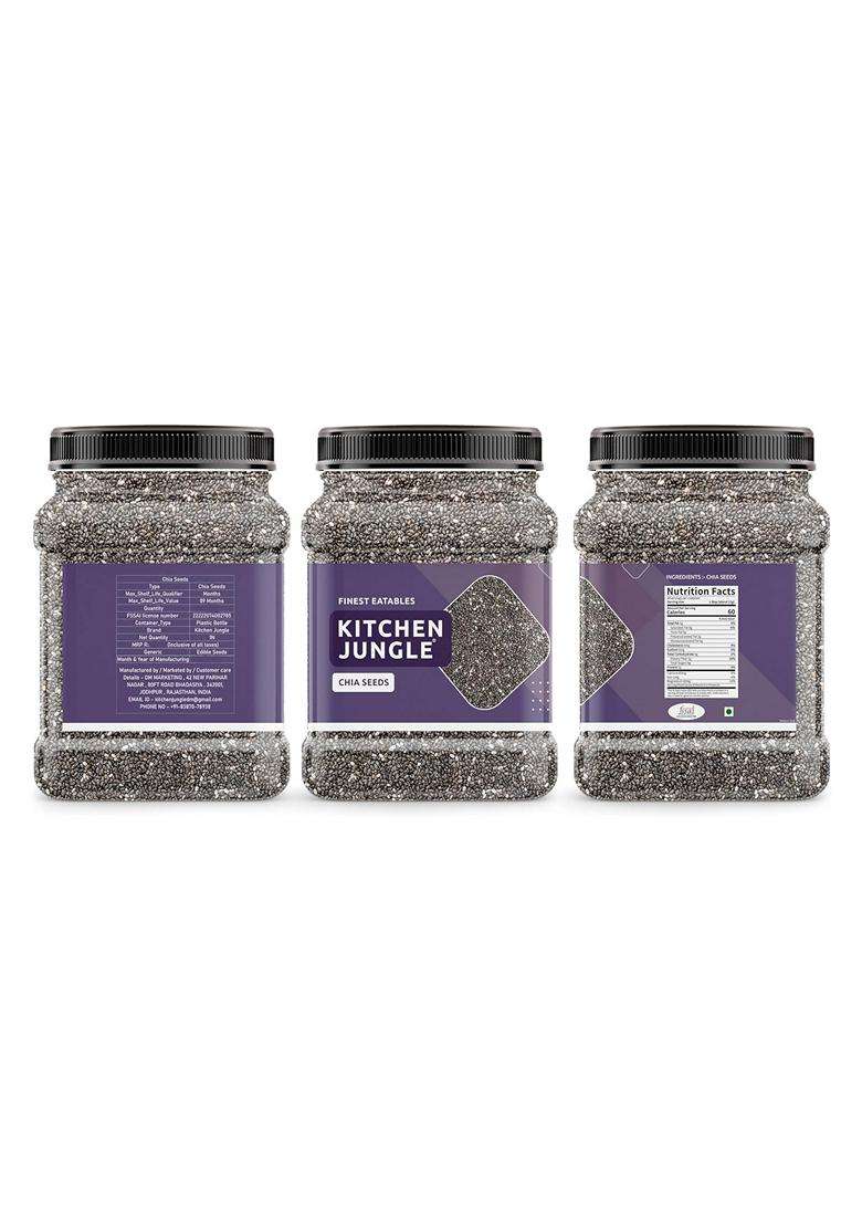 Kitchen Jungle Raw Chia Seeds 600 Gm Jar Pack Diet Snacks Chia Seeds For Weight Loss Omega3 Nongmo And Fibre Rich - Indya