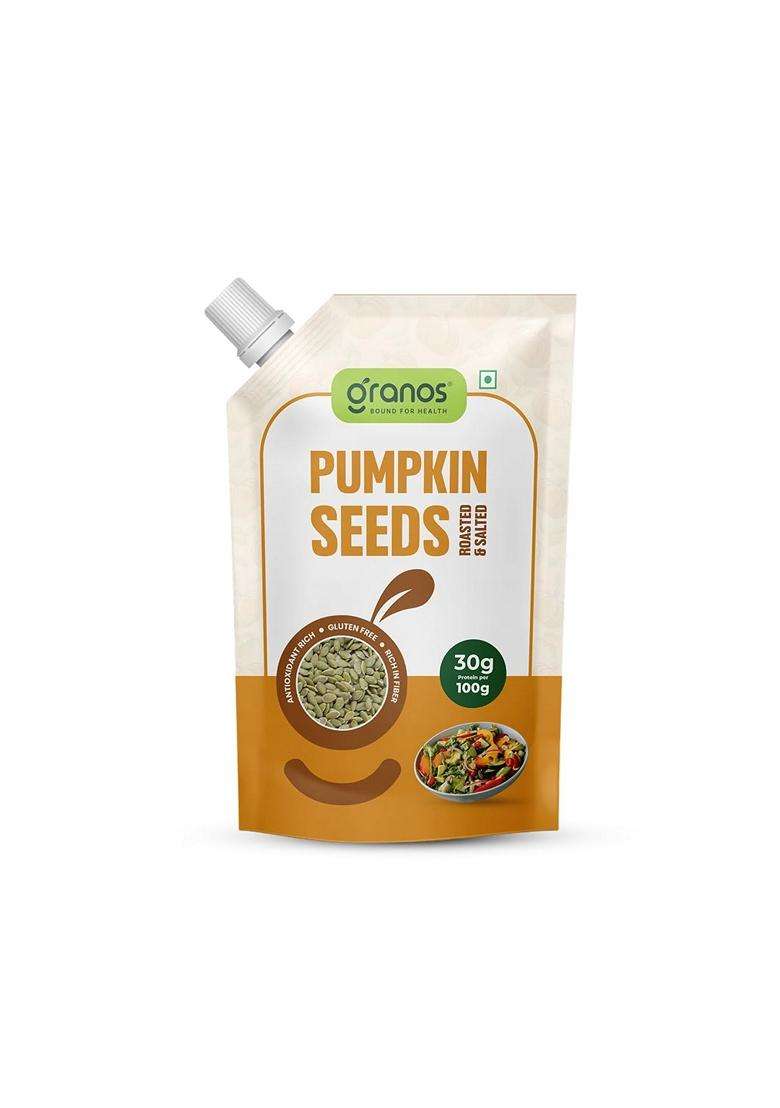 Granos Roasted Pumpkin Seeds 200g 100% Natural And Vegan Seeds Rich In Fiber And Protein Gluten Free Diet Food Non GMO Helps in Weight Loss And Heart Health Immunity Booster Pack of 2 - Indya