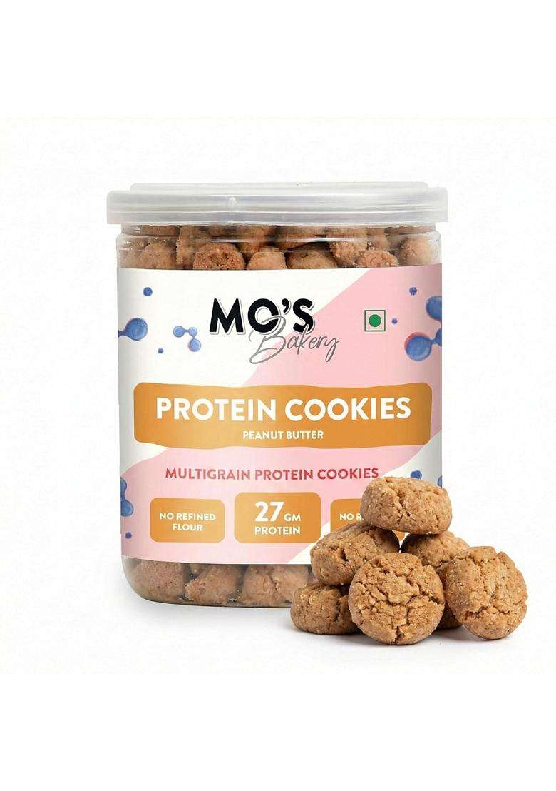 Mos Peanut Butter Protein Cookies 200G 27 G Protein Per 100G Serve Mini Healthy Cookies For Kids Adults Tea Time Snack Multigrain Plantbased Snack Wit - Indya