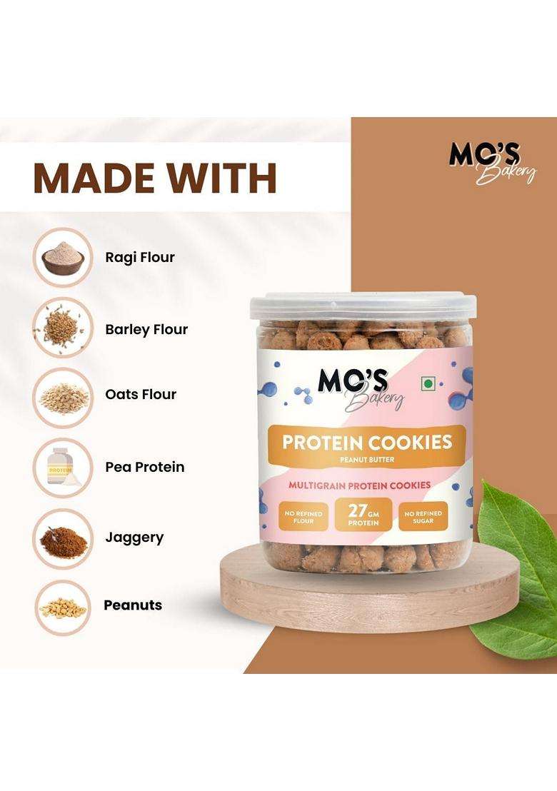 Mos Peanut Butter Protein Cookies 200G 27 G Protein Per 100G Serve Mini Healthy Cookies For Kids Adults Tea Time Snack Multigrain Plantbased Snack Wit - Indya
