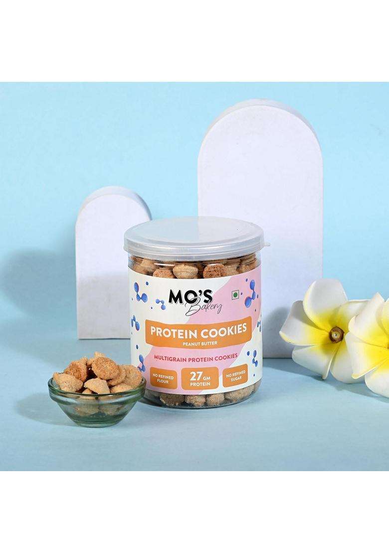 Mos Peanut Butter Protein Cookies 200G 27 G Protein Per 100G Serve Mini Healthy Cookies For Kids Adults Tea Time Snack Multigrain Plantbased Snack Wit - Indya