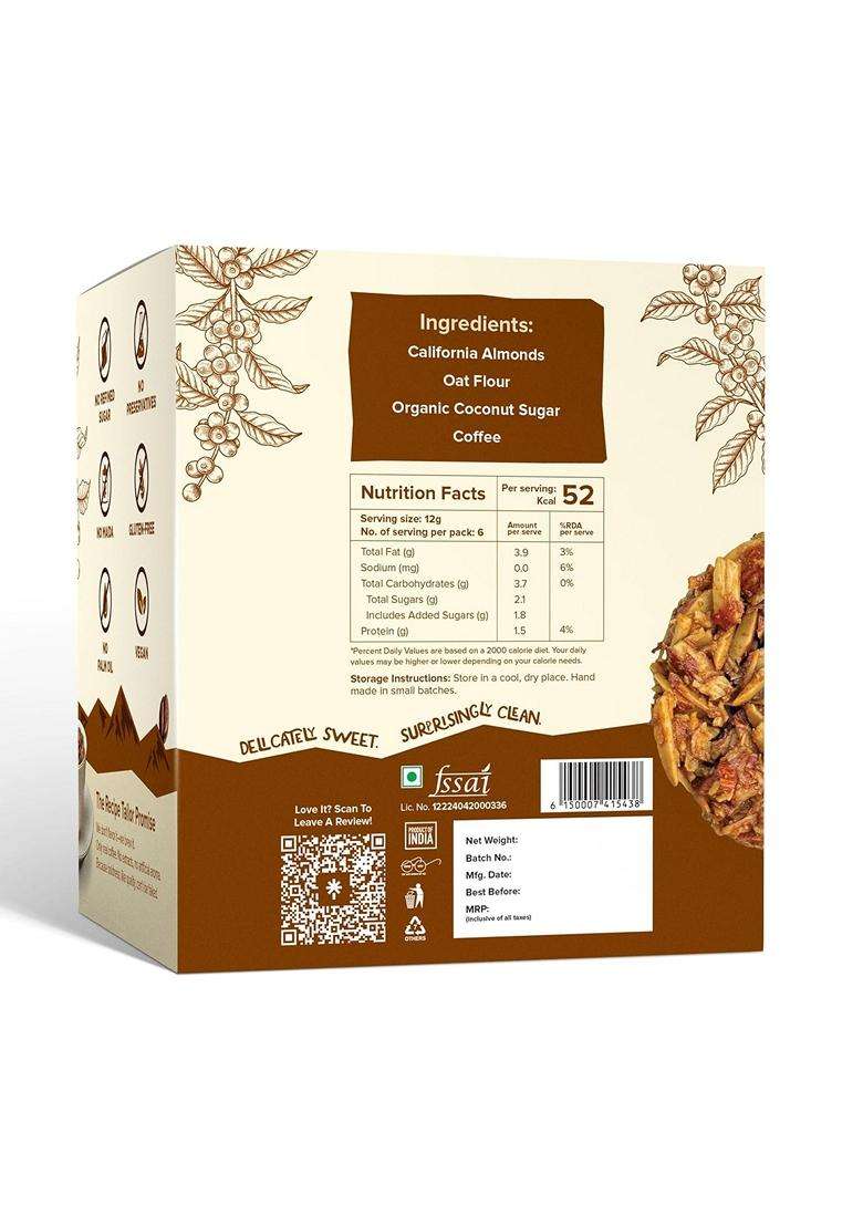 The Recipe Tailor Organic Almond Coffee Cookies By The Recipe Tailor Healthy Snack 4 Natural Ingredients No Maida No Refined Sugar Gourmet Pack Of 6 - Indya