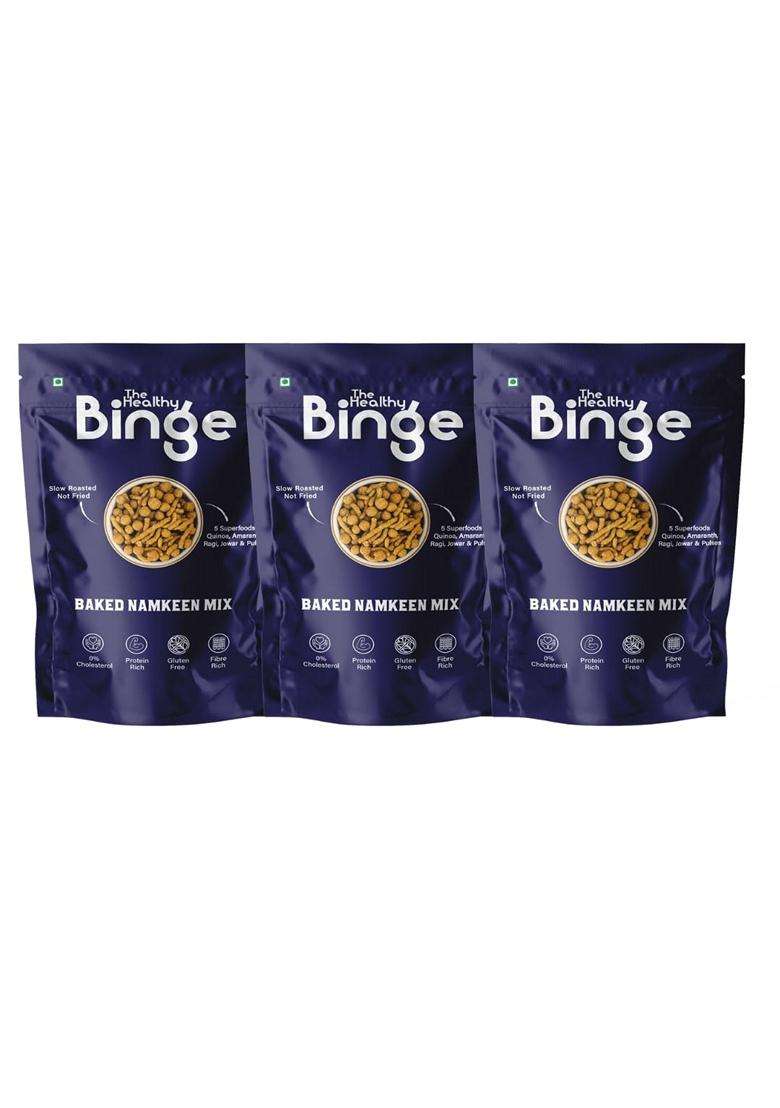 The Healthy Binge Millet Namkeen Mix Healthy Snacks Baked Snacks No Palm Oil Millet Snacks Healthy Snacks For Kids And Adults 60G Pack Of 3 - Indya