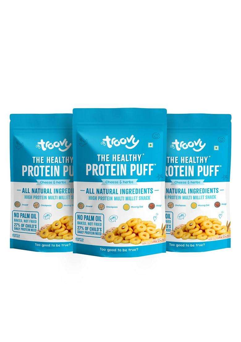 Troovy Healthy High Protein Puffs Cheese Herbs Flavoured No Palm Oil Cholesterol Or Trans Fats No Junk Chemicals Made With Multiple Millets Grains And - Indya