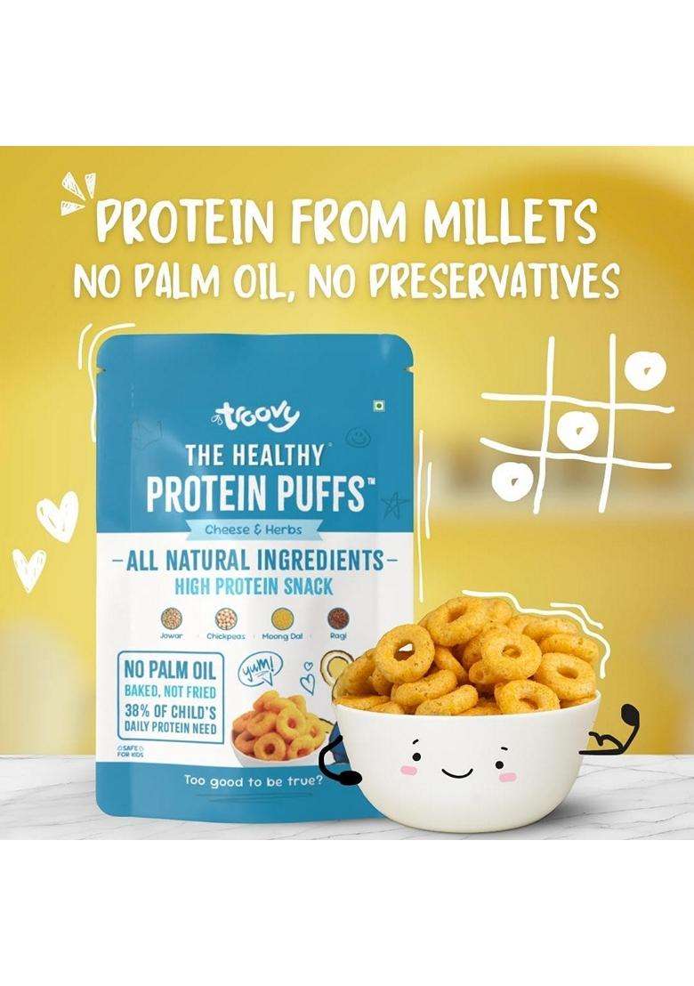 Troovy Healthy High Protein Puffs Cheese Herbs Flavoured No Palm Oil Cholesterol Or Trans Fats No Junk Chemicals Made With Multiple Millets Grains And - Indya