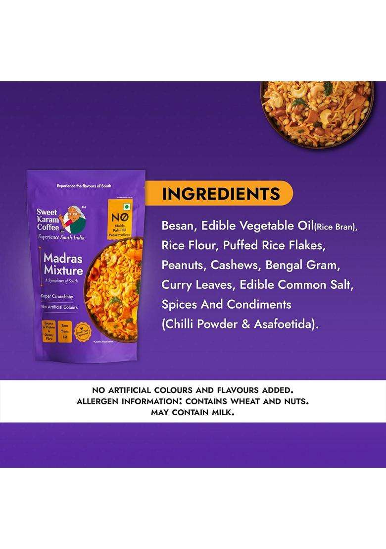 Sweet Karam Coffee Special Madras Mixture 500Grams No Palm Oil Or Preservatives Authentic South Indian Namkeen Snack Crispy Fresh Homemade Taste Perfe - Indya