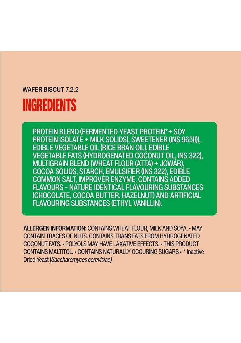 Superyou Choco Hazelnut Protein Wafer Mini Bars Pack Of 10 5g Protein Made with Atta And Jowar No Added Sugar Yeast Fermented Energy Bars 100% Vegetarian No Palm Oil 200g - Indya