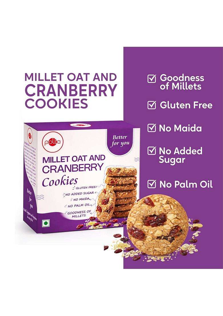 Polka High Protein Millet Oat Cranberry Cookies Sugar Free No Maida No Palm Oil Gluten Free Healthy Snack Diabetic Friendly High Fiber Diet Biscuits 3 - Indya