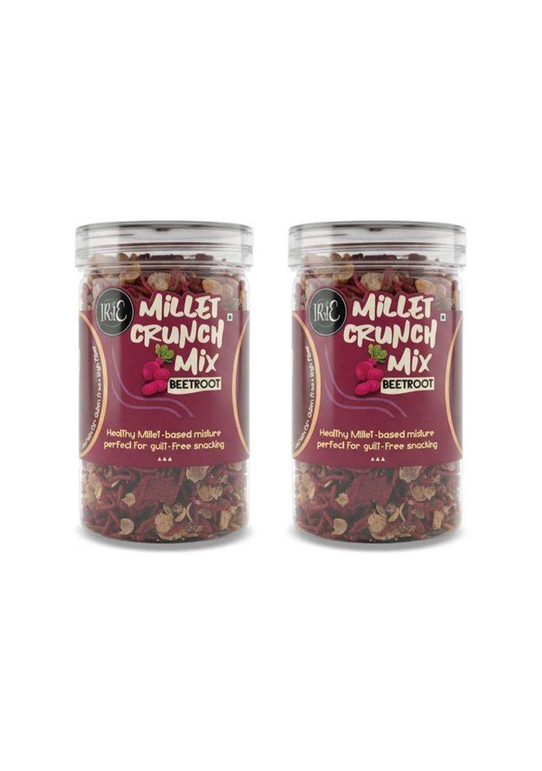 Irie Millet Crunch Mix Beetroot Healthy Roasted Namkeen Snack Made With Millets Beetroot Peanuts High Fiber No Palm Oil No Preservatives Crunchy India - Indya