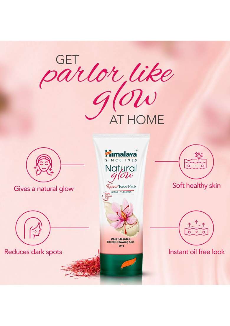 Himalaya Natural Glow Kesar Face Pack With Turmeric 100 Clay 100G - Indya