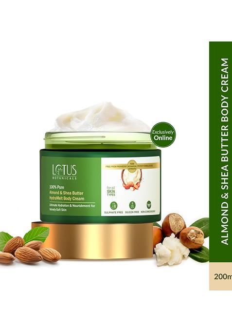 Lotus Botanicals 100 Pure Almond Shea Butter Hydramelt Body Cream Smooth Skin 200G