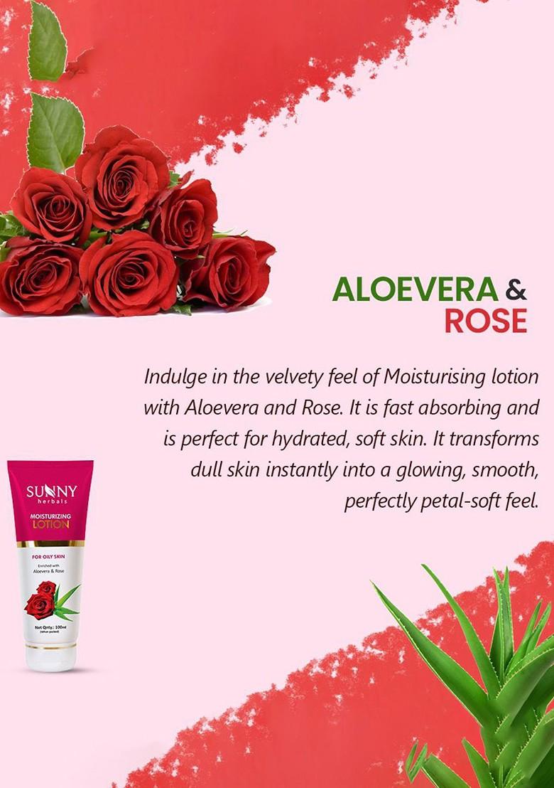 Sunny Herbals Moisturizing Lotion With Aloevera Rose 100 Ml