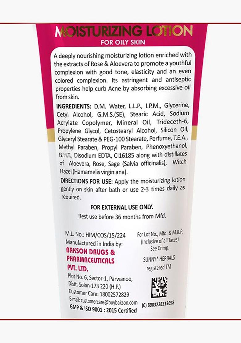 Sunny Herbals Moisturizing Lotion With Aloevera Rose 100 Ml