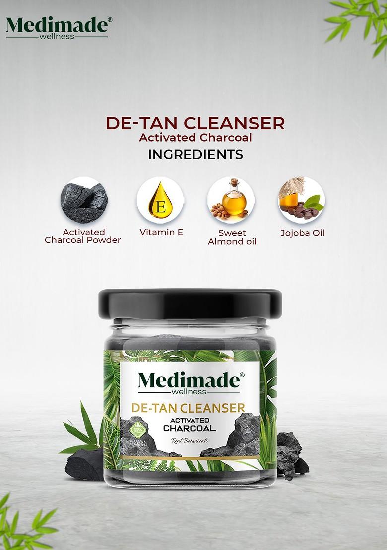 Medimade Activated Charcoal Vegan De Tan Cleanser For Acne Pigmentation 30G