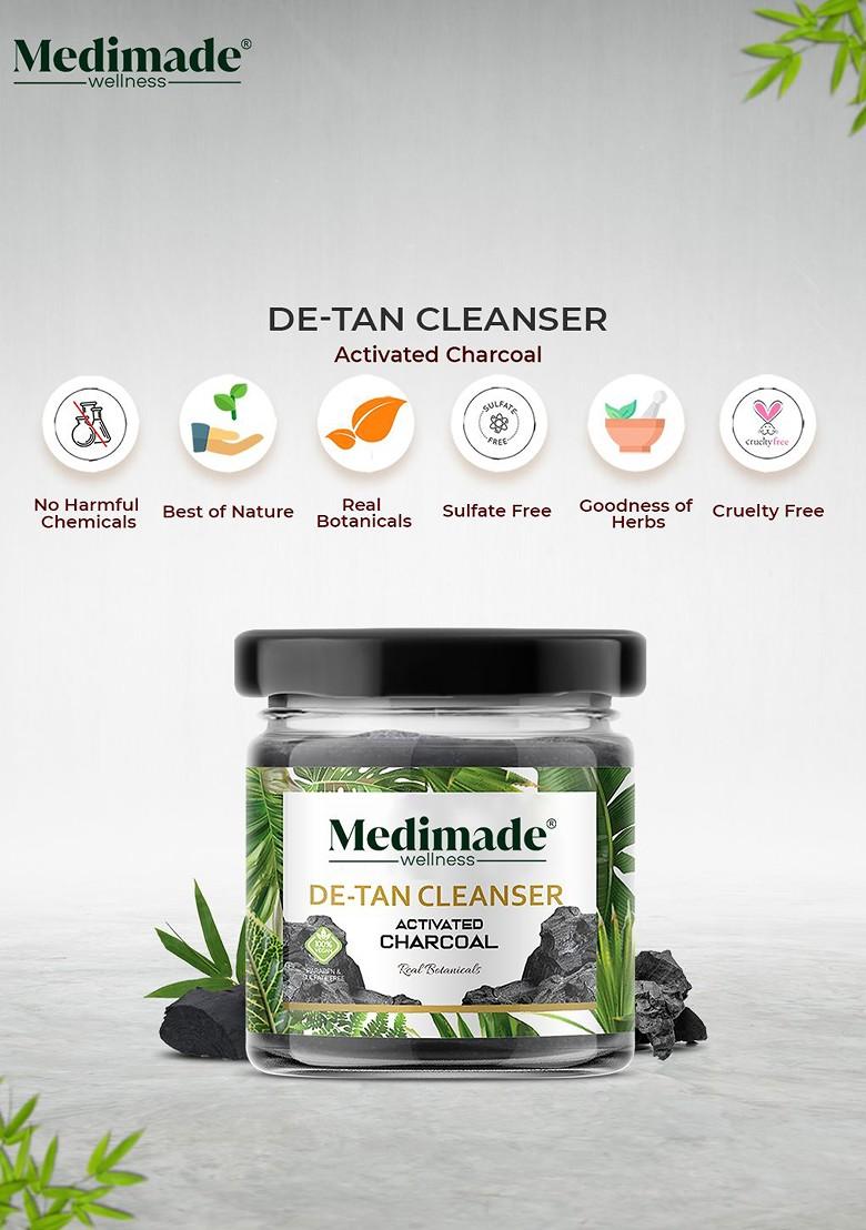 Medimade Activated Charcoal Vegan De Tan Cleanser For Acne Pigmentation 30G