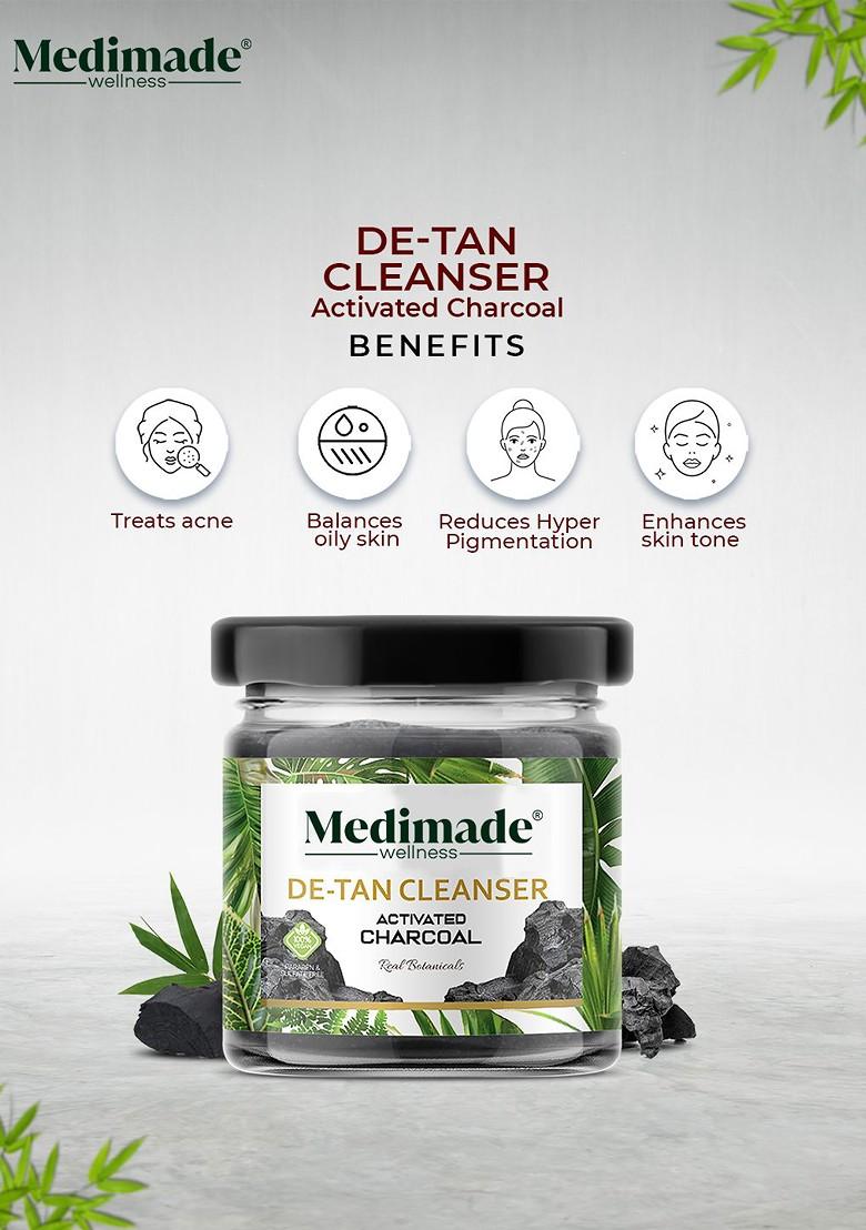 Medimade Activated Charcoal Vegan De Tan Cleanser For Acne Pigmentation 30G