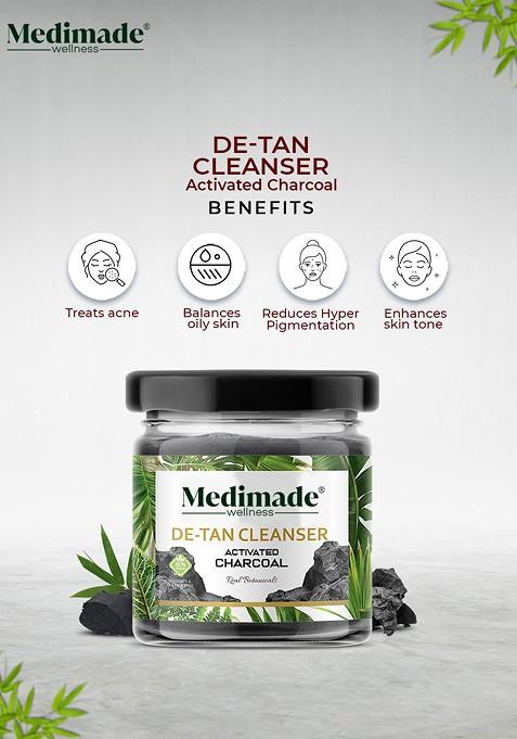 Medimade Activated Charcoal Vegan De Tan Cleanser For Acne Pigmentation 30G