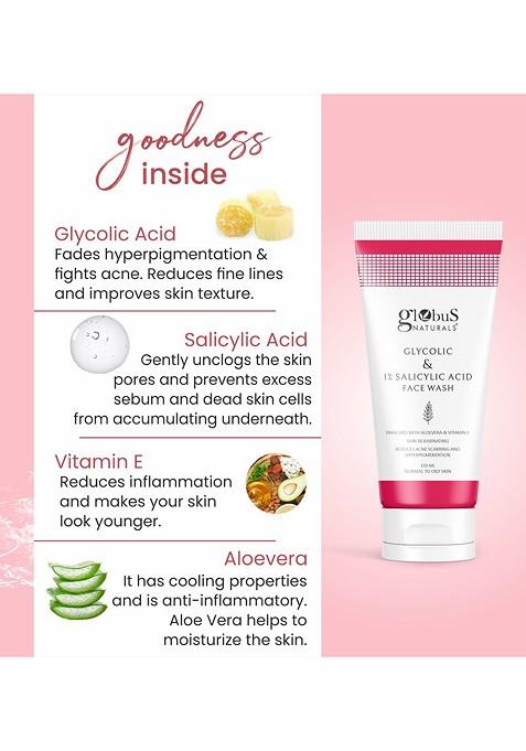Globus Naturals Naturalsglycolic Salicylic Acid Pimple Clear Face Wash 100 Ml