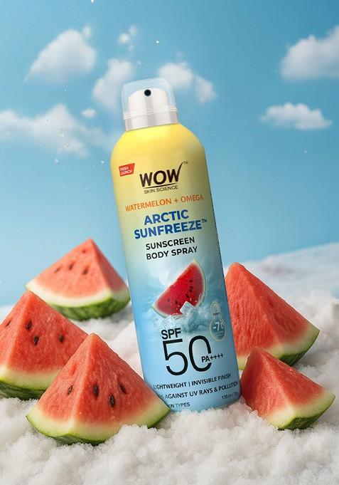 Wow Skin Science Watermelon Omega Sunfreeze Sunscreen Body Spray Spf50 Pa 100 Ml