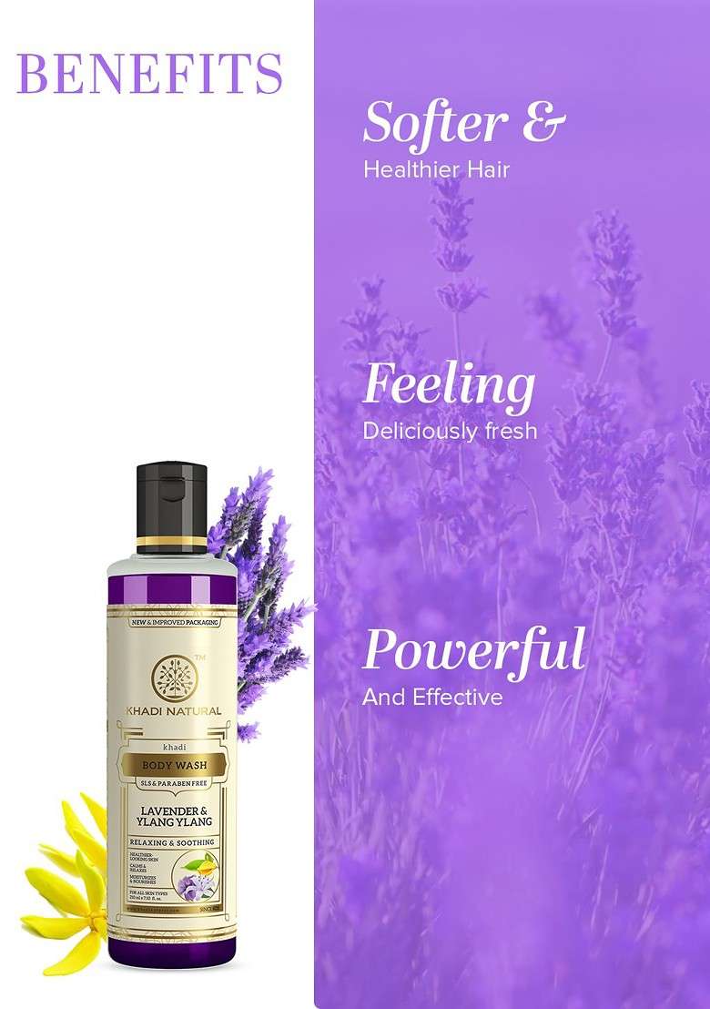 Khadi Natural Lavender Body Wash Sls Free Cleanse 210Ml - Indya