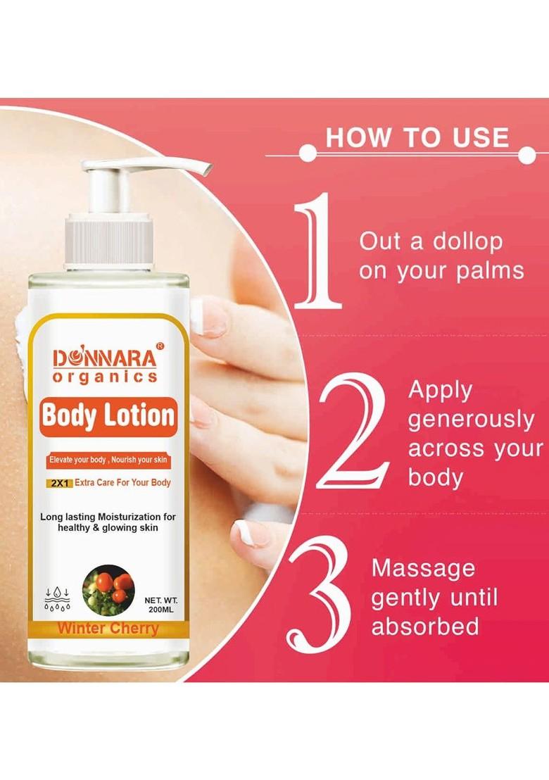 Donnara Organics Winter Cherry Body Lotion For Healthy Glowing Skin 200 Ml