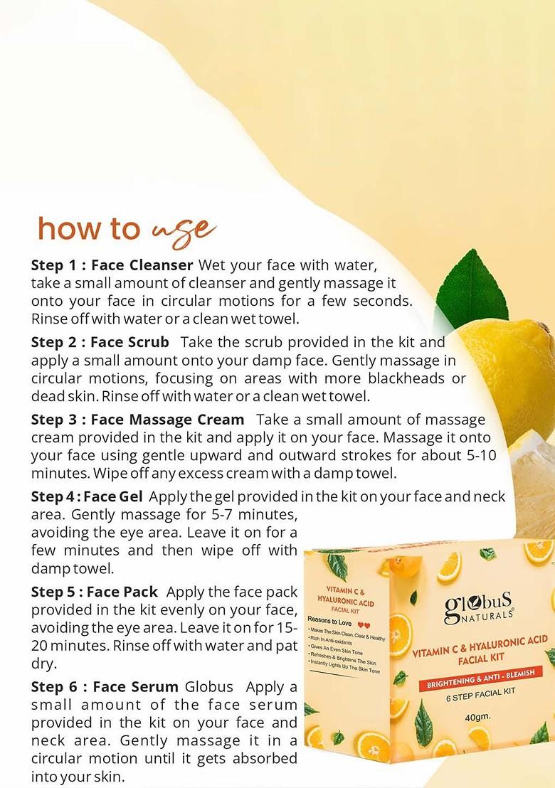 Globus Naturals Set Of 5 Vitamin C Skin Brightening Facial Kit 50 Gm Each